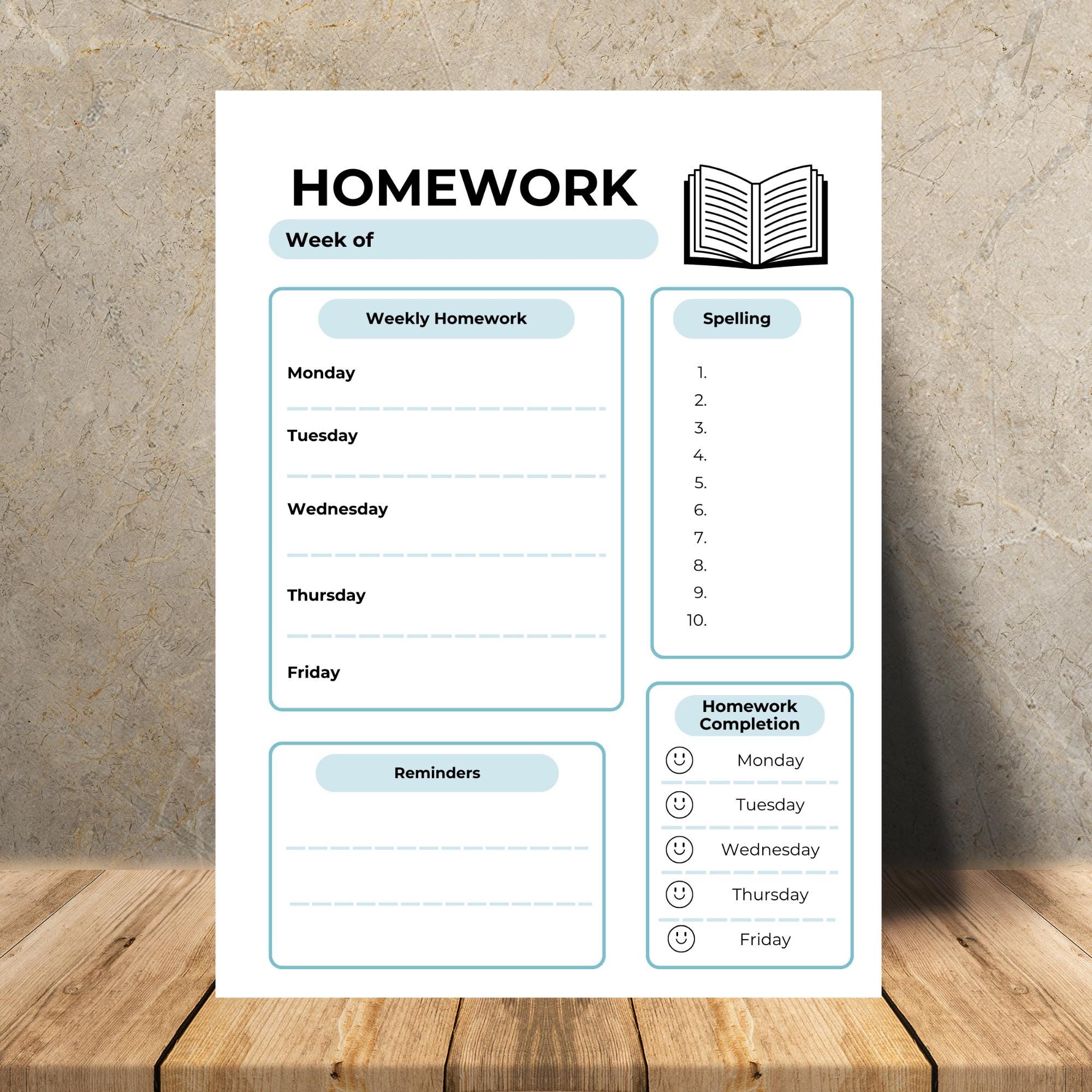 Homework Reminder Printable Printable Homework Tracker | 1 Page Student Assignment Planner ...