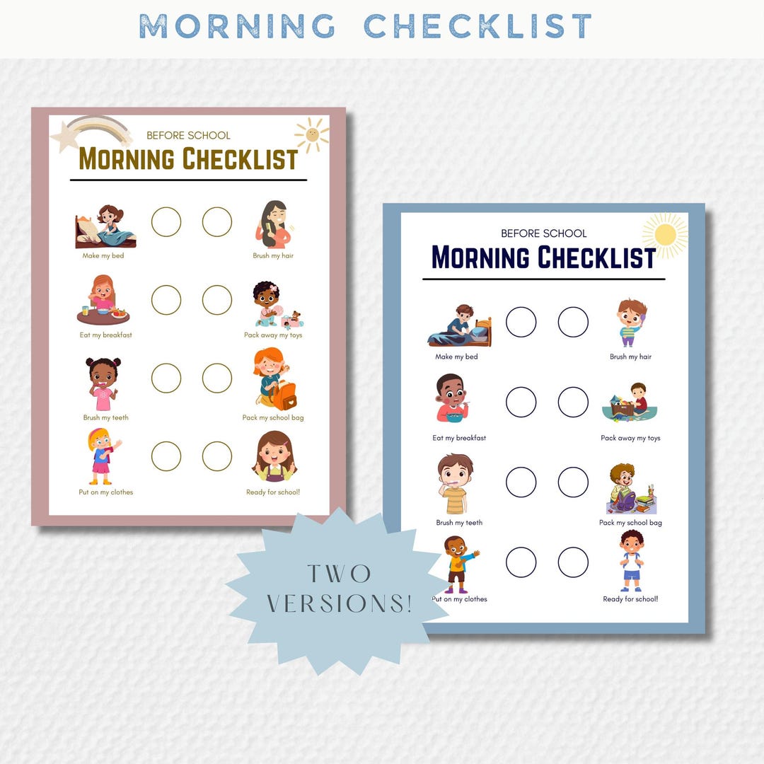 Printable Morning Routine Chart for Kids | Visual Schedule | Boho ...