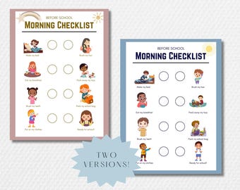 Printable Morning Routine Chart for Kids | Visual Schedule | Boho & Minimalist Designs | Daily Routine Tracker For Home | PDF, JPG For Print