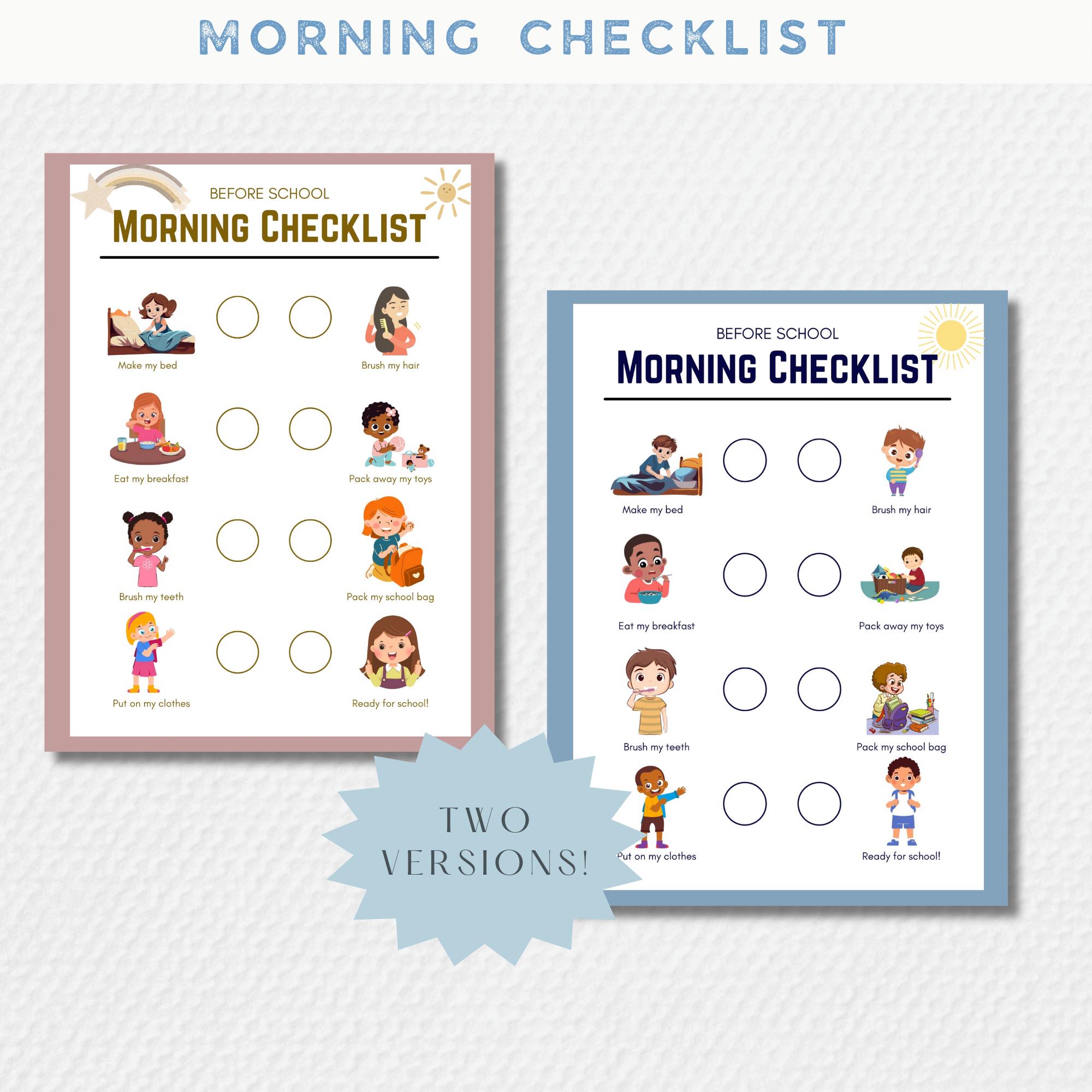 Printable Morning Routine Chart for Kids | Visual Schedule | Boho ...