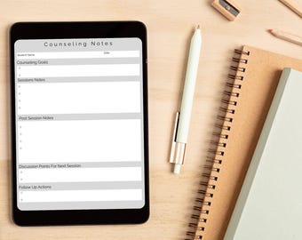 Printable Counseling Notes: Therapy Session Form for Therapists (PDF Download)