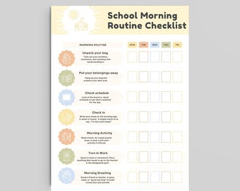 Editable Kids Morning Routine Chart: Visual Schedule Canva Template (Digital Download