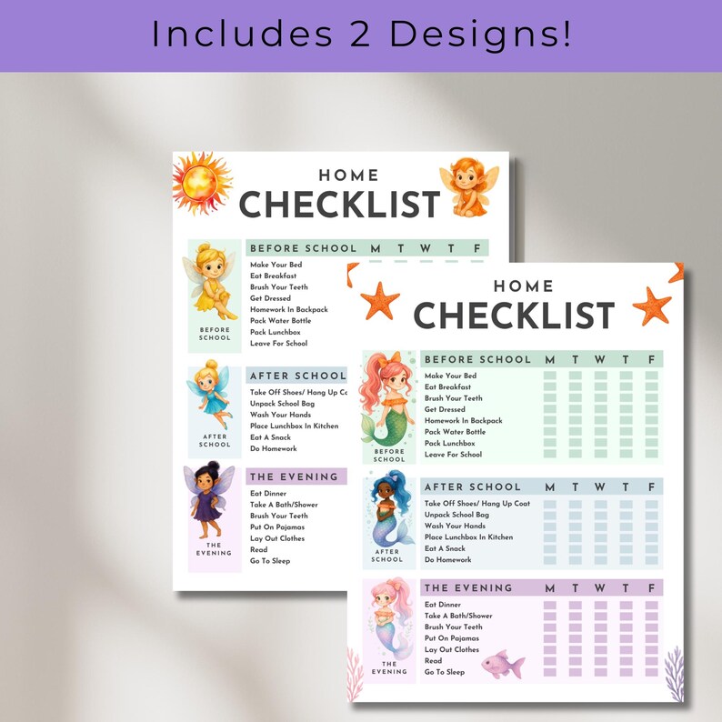Kids Daily Routine Checklist: Visual Schedule, Printable Planner (PDF ...