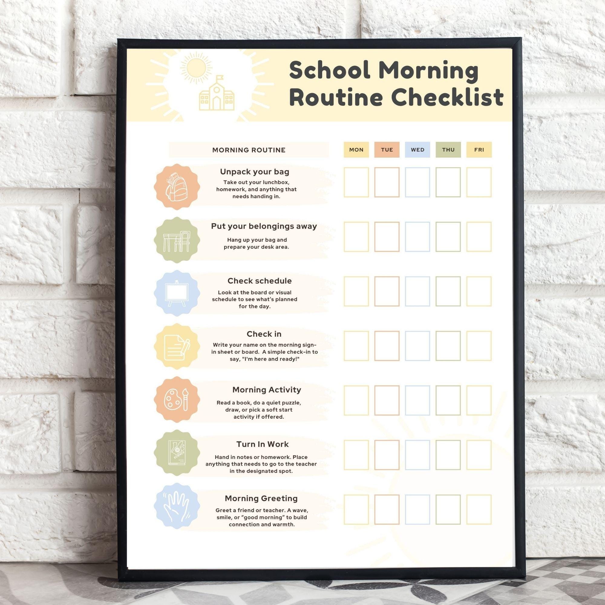 Editable Kids Morning Routine Chart: Visual Schedule Canva Template ...