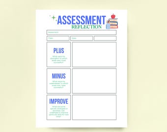 Student Self Reflection Worksheets | Plus Minus Improve & KWL Chart | Printable PDF PNG Classroom Resource| Learning Reflection For Students