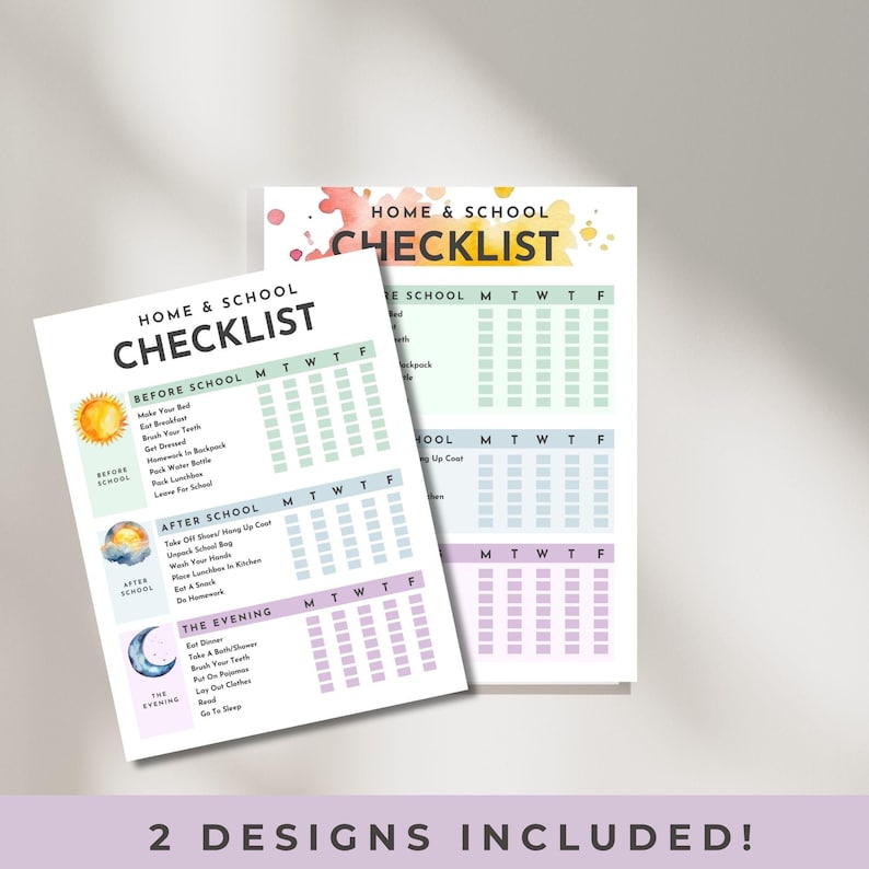 Printable Daily Checklist| Checklist for Morning, School Routines|pdf ...