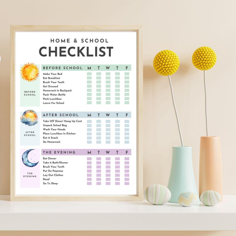 Printable Daily Checklist| Checklist for Morning, School Routines|pdf ...