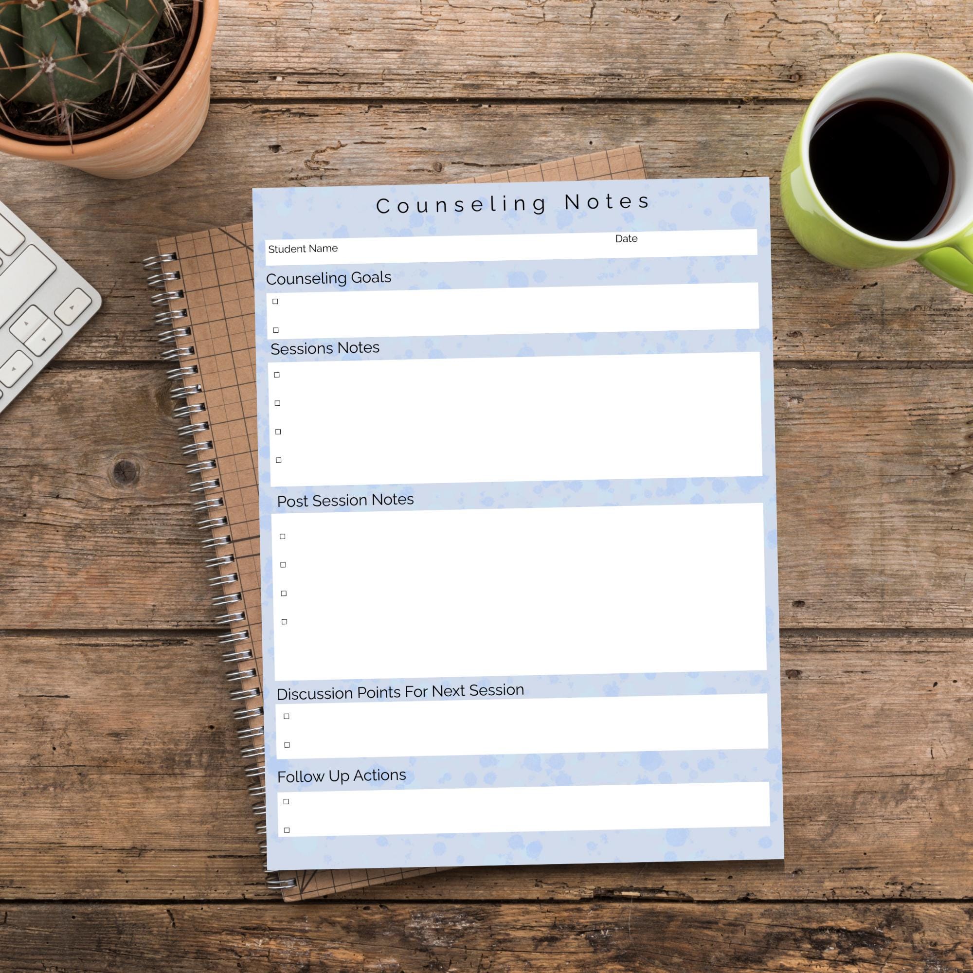Therapy Session Notes Template: Printable Counseling Form (editable PDF ...