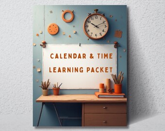 Calendar & Time Learning Bundle | Days, Months, Seasons, Weather Worksheets | Handwriting Practice| Homeschool Classroom Activity