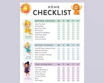 Kids Daily Routine Checklist: Visual Schedule, Printable Planner (PDF)