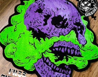 Poison Skull Tufted Rug! Free Shipping! Handmade | Decor | Skull | Man Cave | For Him | Birthday |