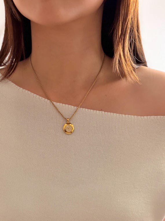 Authentic Vintage Valentino V Logo Rhinestone Necklace - Etsy Israel