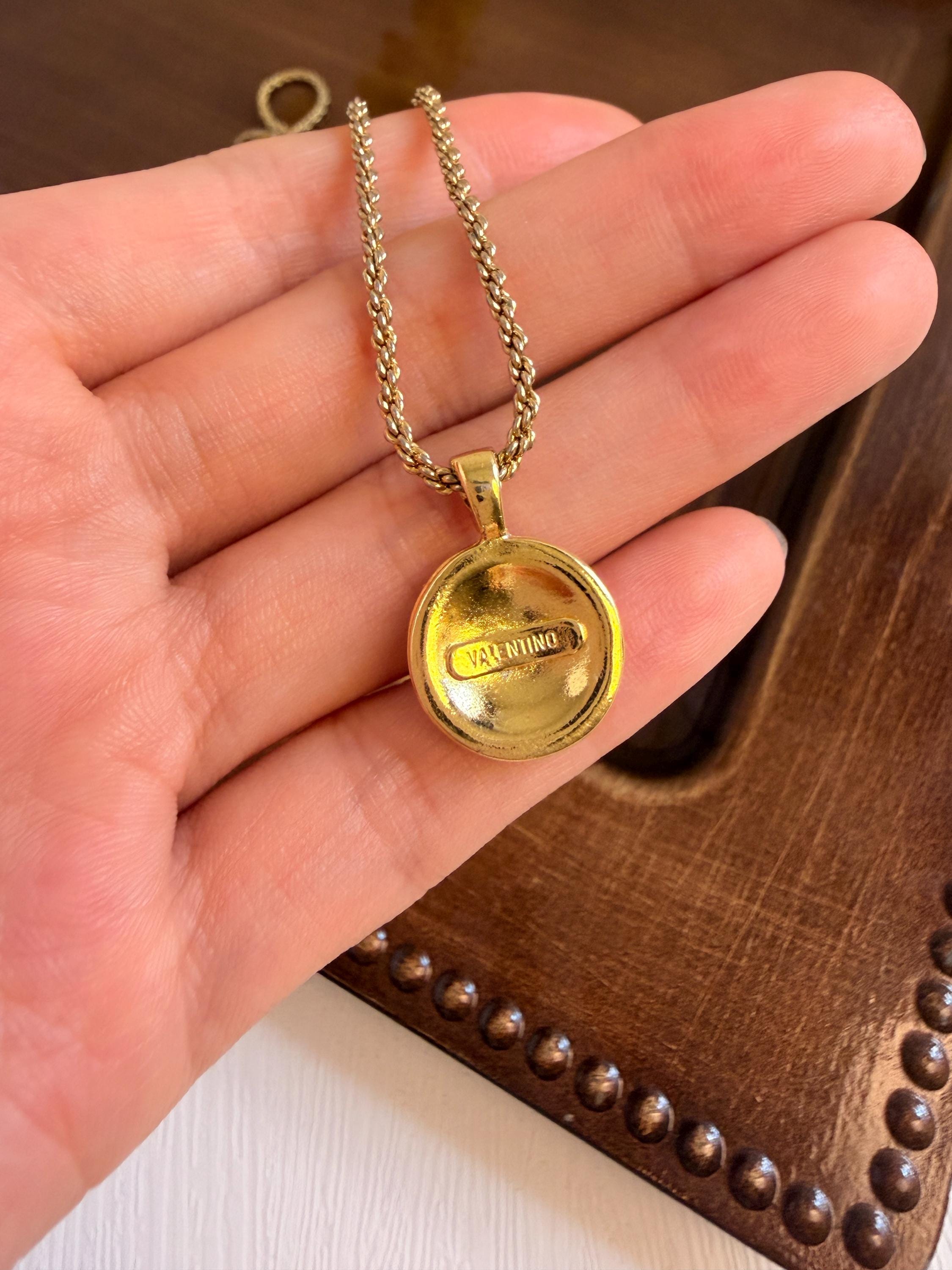 Authentic Vintage Valentino V Logo Rhinestone Necklace - Etsy Israel