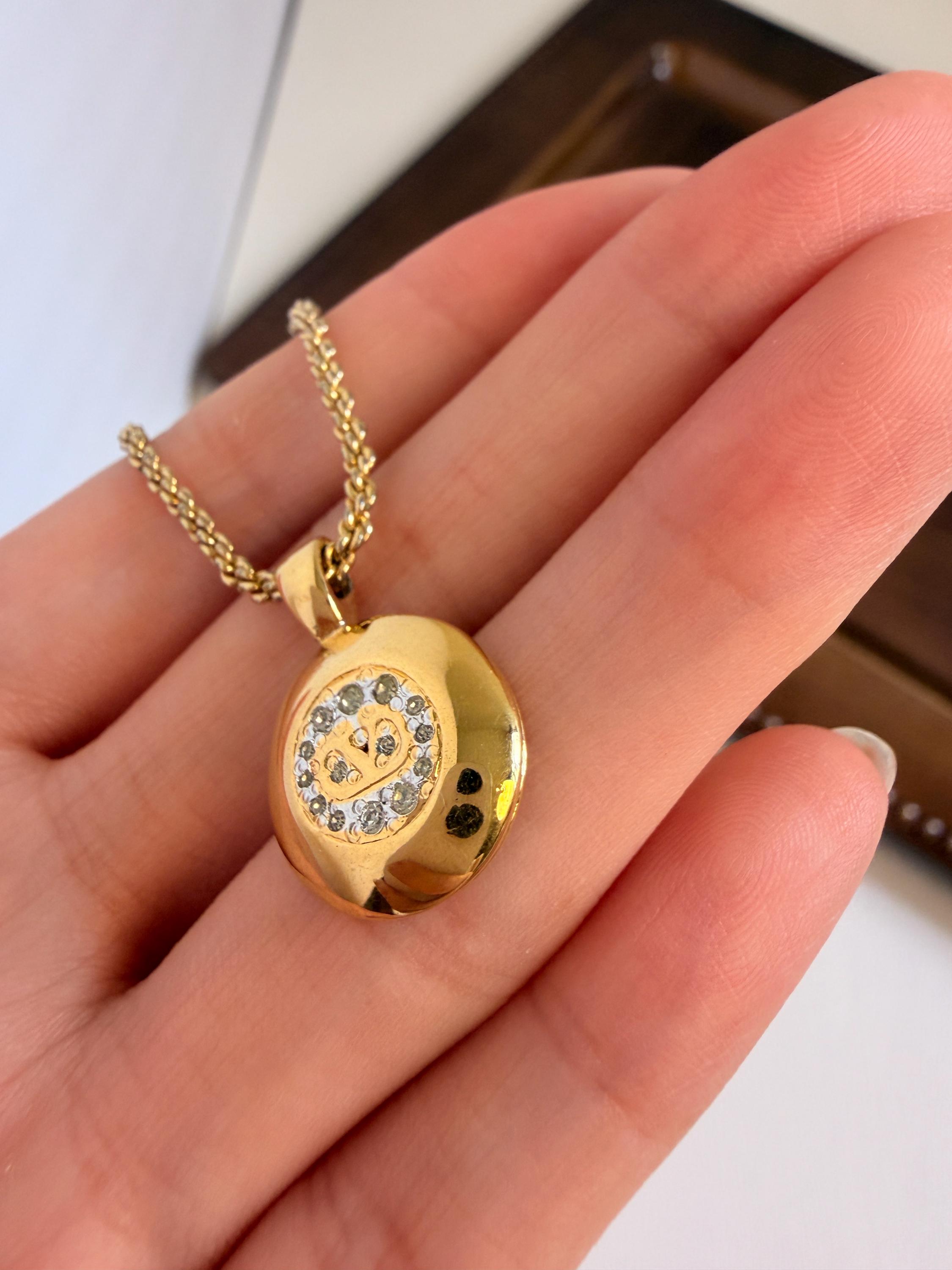 Authentic Vintage Valentino V Logo Rhinestone Necklace - Etsy Israel