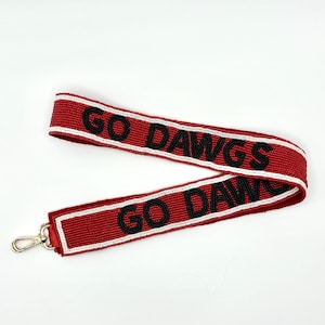 Beaded Game Day Purse Strap, Hand Beaded, Black and Red, Dawgs