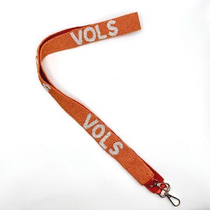 Beaded Game Day Purse Strap, Hand Beaded, Orange and White, Vols