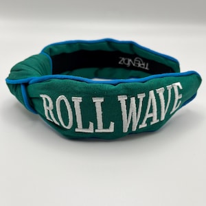 Game Day headband, Green and Blue, Roll Wave