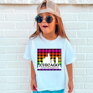 Camiseta con estampado de Chicago: zona de juegos y gráfico del horizonte: ropa divertida para bebés, niños pequeños y niños