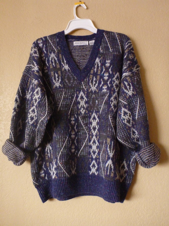 Items similar to vintage TRIBAL blended wool sweater. Mens XL. knitwear
