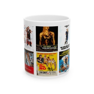 Tazza classica con le icone dei film di James Bond - Il regalo perfetto per un amante dei film di 007 - Tazza per appassionati di film - Consegna GRATUITA negli USA