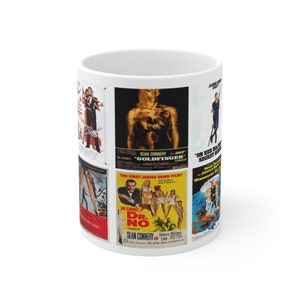 Tazza con icone del film classico di James Bond - Il regalo perfetto per un amante del cinema di 007 - Tazza per appassionati di film - Consegna GRATUITA nel Regno Unito