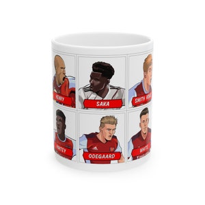Modern Gunners - Arsenal Panini sticker book style mug - Football artwork - AFC Gift for Gooners - FREE USA Delivery