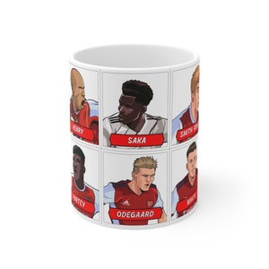 Modern Gunners - Arsenal Panini sticker book style mug - Football artwork - AFC Gift for Gooners - Free AU/NZ Delivery