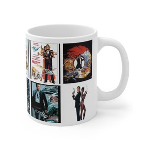 Tazza con icone dei film di James Bond classiche e moderne - Il regalo perfetto per un amante del cinema 007 - Tazza per appassionati di film - Consegna GRATUITA nel Regno Unito