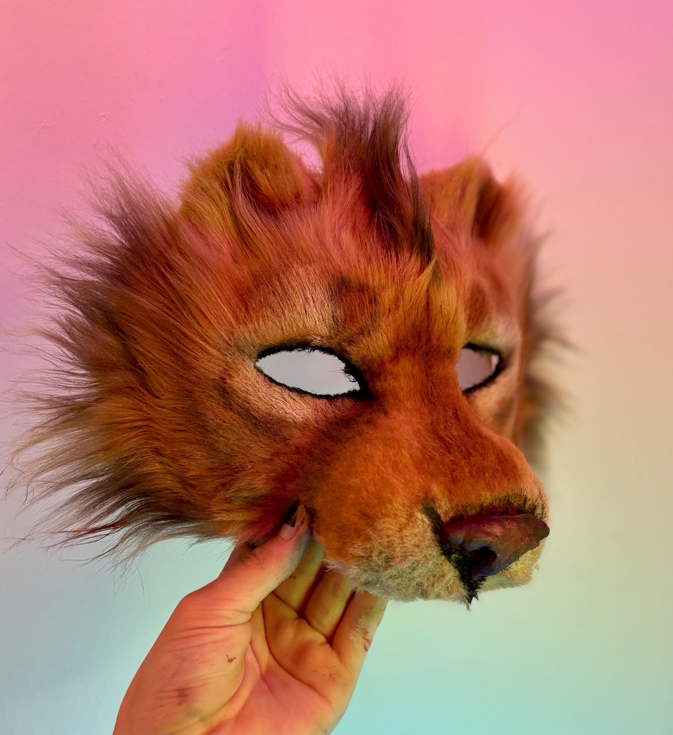 リアルなカスタマイズ可能なライオン獣人ファーマスク - Etsy 日本
