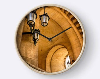 Lamps and Curves at the Louvre Wall Clock