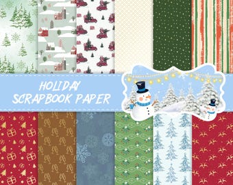 24 Sheets Christmas Winter Scrapbook Paper Pad, 6x6 Double-Sided, 180gsm with Foil Accents for Card Making （Winter Stripe Delight）