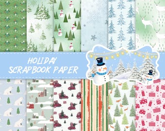 24 Sheets Christmas Winter Scrapbook Paper Pad, 6x6 Double-Sided, 180gsm with Foil Accents for Card Making (Snowy Stripe Paper)
