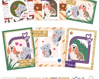 DIY Pet Greeting Card Kit for All Ages, Set of 9 Handmade Thank You and Birthday Cards Featuring Cats & Dogs, Fun Craft Kit for Pet Lovers