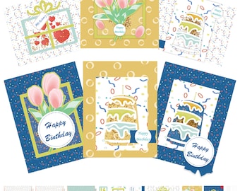 DIY Birthday Card Kit, 9 Handmade Shaker Cards for Kids & Adults, Thank You and Birthday Fun Craft Set with Hearts, Crowns, Tulips