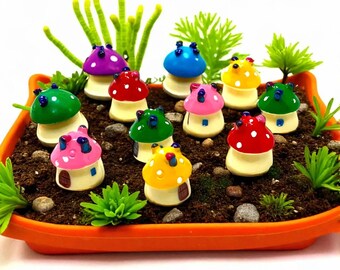 Mini Gnome Home Gift, Tiny Mushroom House Gift for Plant Lover, Cute Stocking Stuffer, Small Gift for Her, Fairy Garden Lover Gift Set