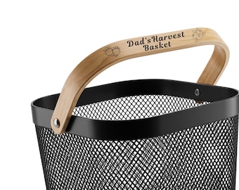 Mesh Plastic Harvest Basket  Personalized Black Basket, Custom Name, Unique Birthday Gift for Him or Her, Housewarming Gift, Custom Gift