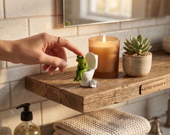 Funny Gag Gift Toilet Frog, Hilarious White Elephant Gift, Prank Gift for Friend Coworker, Weird Funny Desk Decor, Ceramic Frog on Toilet