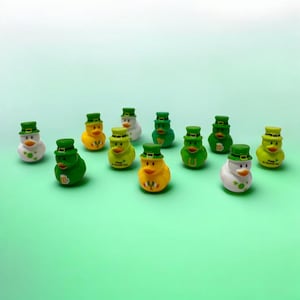 Lucky Mini Duck Set– St Patrick’s Day Party Favors, Shamrock Ducks, Irish Table Decor, Gift Basket Fillers, Luck Of The Irish Gifts