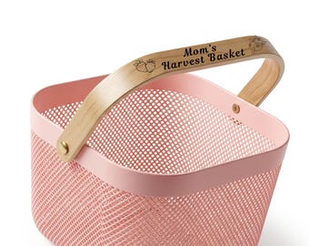 Personalized Pink Sturdy Plastic Harvest Basket for Her, Custom Name Pink Basket, Unique Birthday Gift Best Friend , Gifts for Mom Grandma