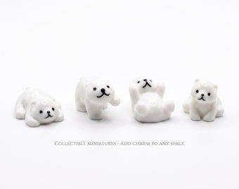 Mini Polar Bear Figurines - Cute Tiny Animal Decorations for Fairy Garden, Gifts and Crafting Supplies, Gift Bundles For Mom