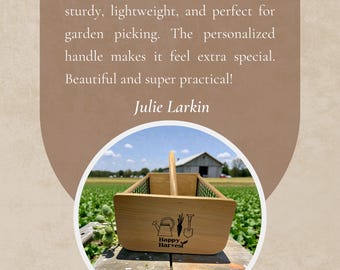 Custom Logo Personalized Name Rustic Farmhouse Harvest Basket – Personalized Garden Hod, Decorative Produce Basket, Country Kitchen Decor