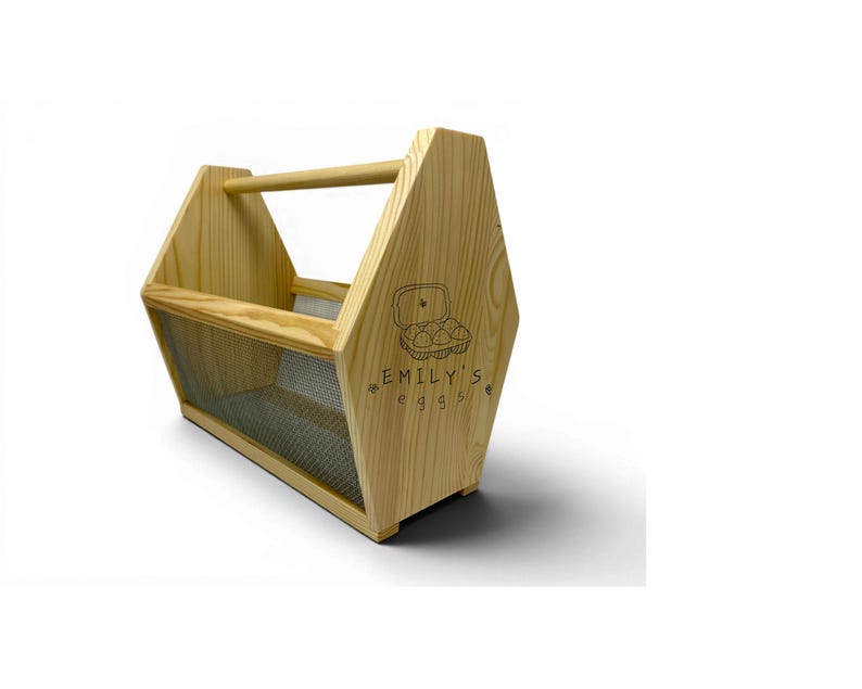 Cesta personalizada para recoger huevos, cesta de madera y malla para recoger huevos con nombre personalizado, soporte para huevos de gallina de estilo rústico, regalo para criadores de gallinas imagen 11