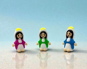 Mini Mary Figurine Set | Tiny Virgin Mary Statues | Catholic Religious Gifts | Pocket Prayer Mary | Baptism, Confirmation, Christian Decor