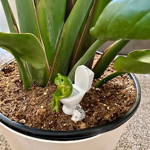 This whimsical frog on toilet figurine adds instant personality to any room. Perfect as funny bathroom decor or a silly shelf accent, it’s a popular novelty frog statue and gag gift. Small, charming, and unforgettable, it’s a must-have for frog lovers and collectors.