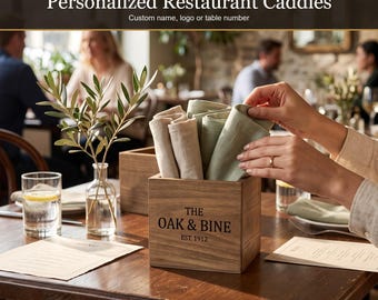 Personalized Gift for Restaurant Owner, Custom Engraved Wood Table Holder with Logo, New Business Gift, Chef Gift, Cafe Opening Gift