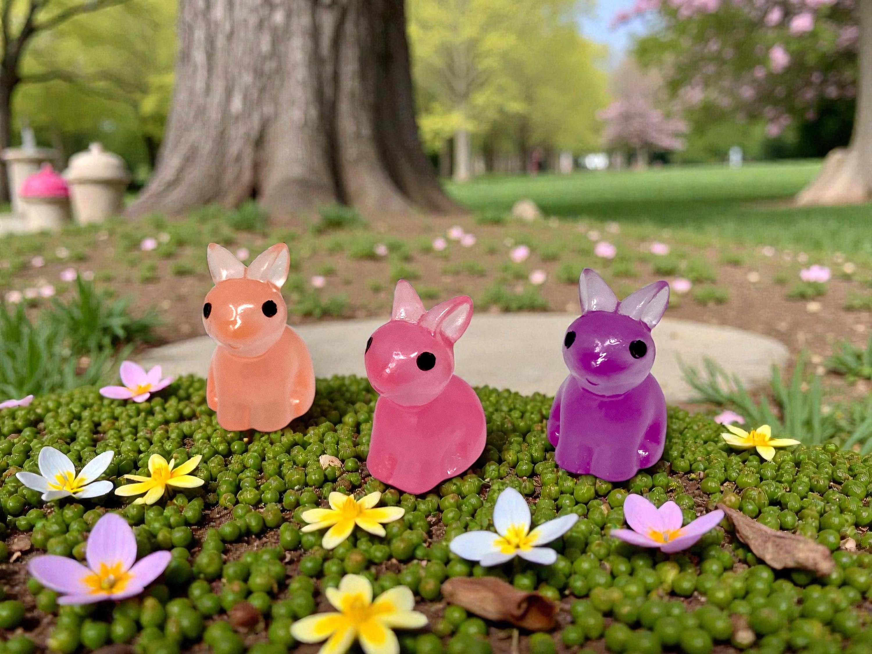 Mini Resin Rabbit Plant Buddies – Cute Fairy Garden Decor, Tiny Bunny ...