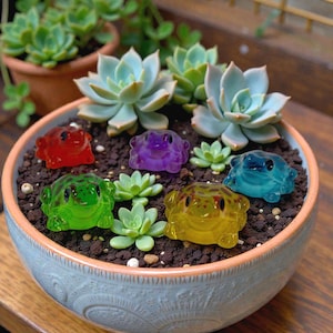 Mini Colorful Frog Figurines Set – Tiny Resin Frogs for Fairy Gardens, Terrariums, Rock Gardens & Plant Pots