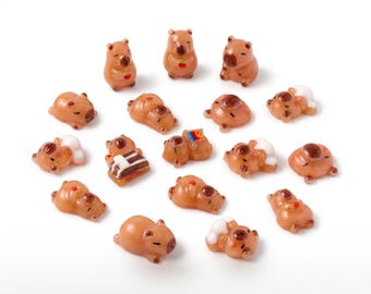 Mini Capybara Figurines - Tiny Animal Decorations for Fairy Garden, Terrarium and Crafting Supplies