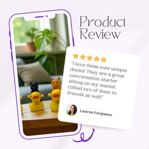 This tiny cat riding a duck is a top-tier gag gift for birthdays, holidays, office exchanges, or just because. Handmade with playful detail, it delivers a burst of humor in the smallest package. Perfect for stocking stuffers, cat lovers, and fans of quirky décor, this miniature instantly becomes a favorite conversation starter wherever it’s displayed.