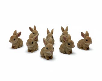 Conjunto realista de mini conejitos familiares: pequeñas figuras de conejitos para jardines de hadas, decoración de terrarios, animales del bosque y manualidades de jardines en miniatura.